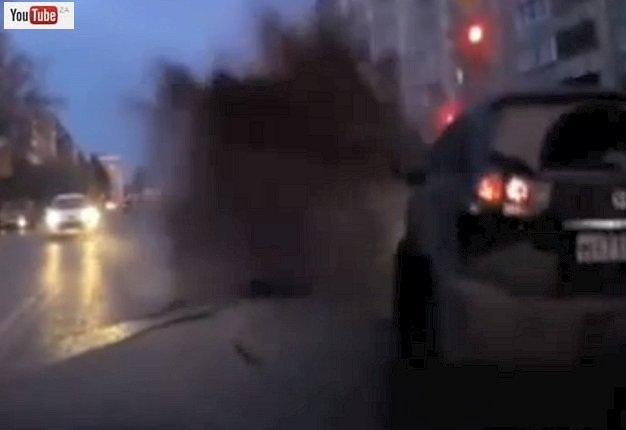 <b>MEANWHILE IN RUSSIA…</b> A dash cam captured the moment a road in Russia exploded. 