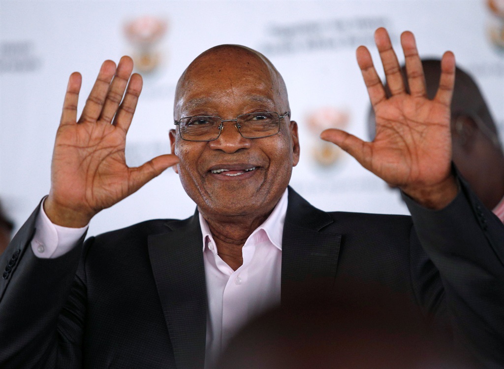 President Jacob Zuma greets supporters during a rally following the launch of a social housing project in Pietermaritzburg. Picture: Rogan Ward/Reuters