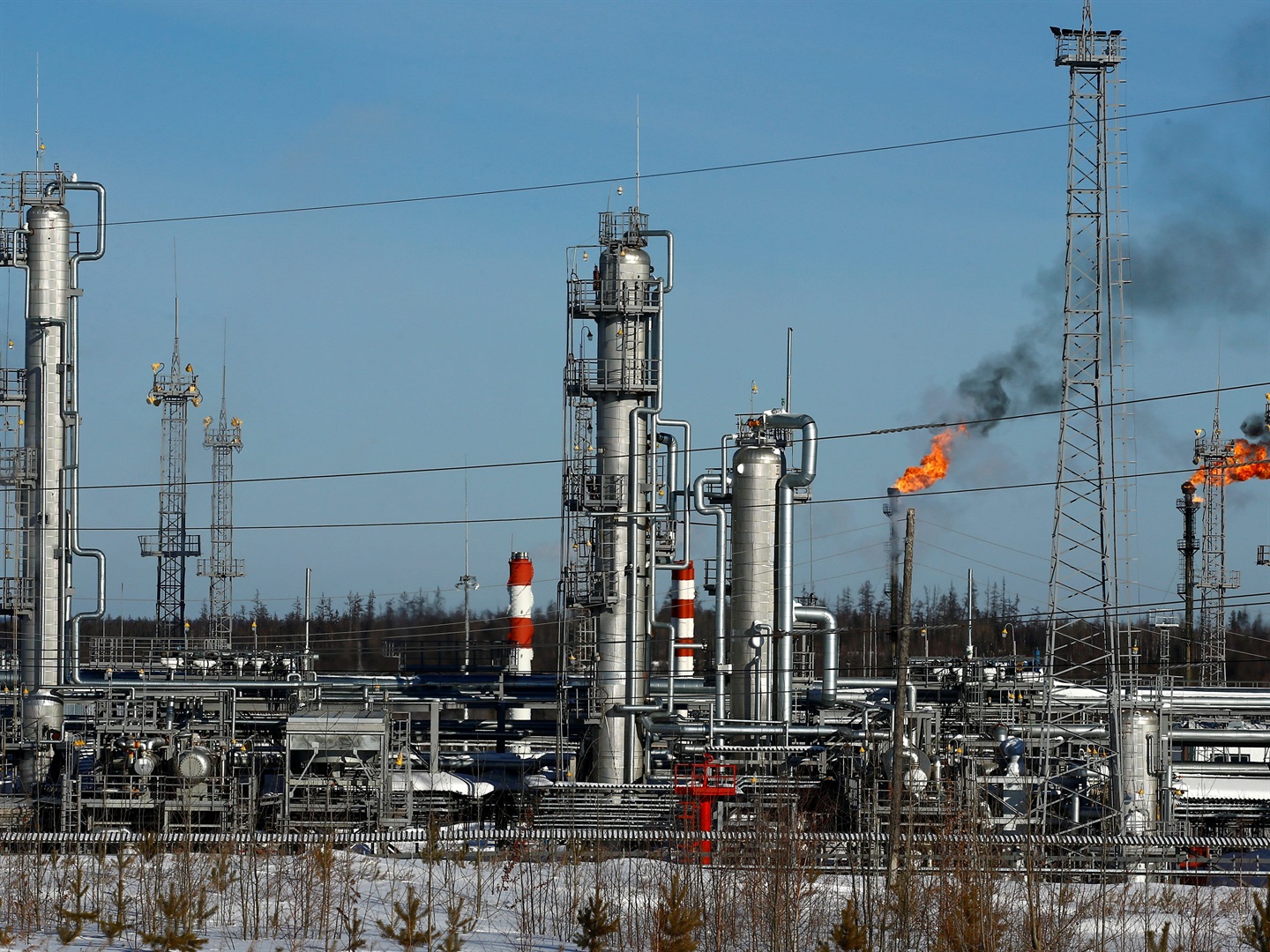 A general view shows a natural and associated petroleum gas processing plant in the Yarakta Oil Field, owned by Irkutsk Oil Company (INK), in Irkutsk Region, Russia March 11, 2019.