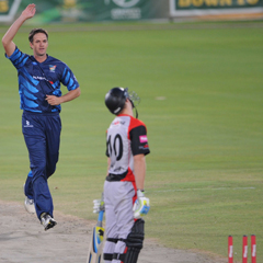 Albie Morkel celebrates the wicket of Luke Wright (Gallo Images)