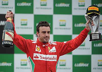 <b>'IF ONLY' EXCUSES:</b> Spaniard Fernando Alonso believes he was the true winner of the 2012 F1 Drivers' championship. Whatever, he was only second in the season-ending Brazilian GP. <i>Image: AFP</i>
