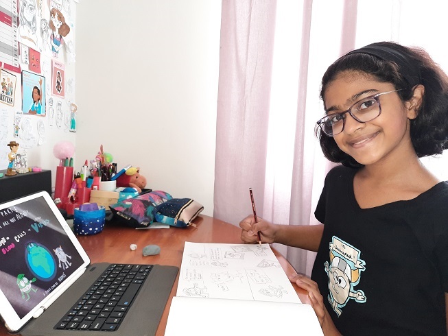 "I encouraged her to complete the comic in order to raise awareness about the vaccine".(Supplied/Nisha Jacob) 
