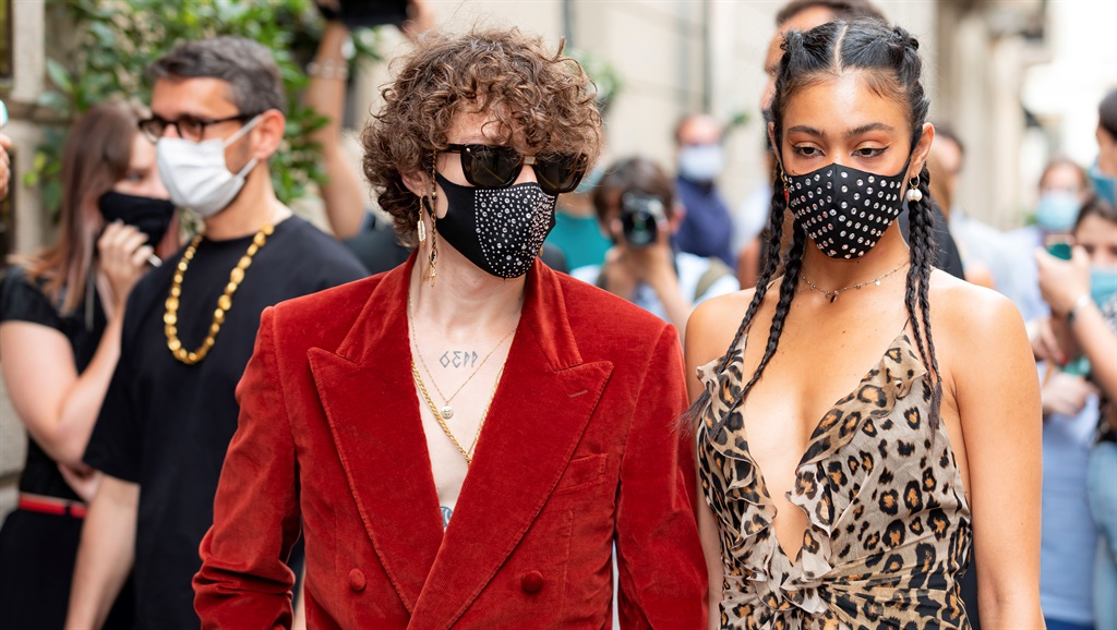 Irama and Victoria Stella Doritou attend the Etro fashion show during Milan Digital Fashion Week on July 15, 2020 in Milan, Italy. Photo by Alessandro Bremec/ NurPhoto via Getty Images