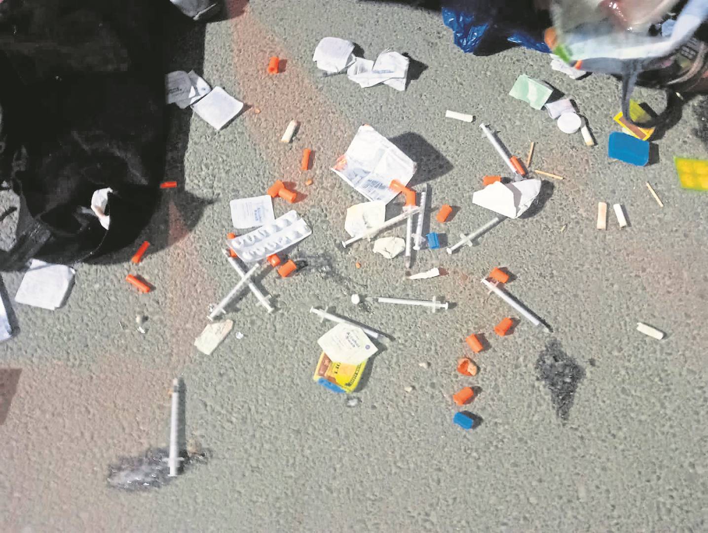 Discarded needles in Wynberg.PHOTO: Supplied