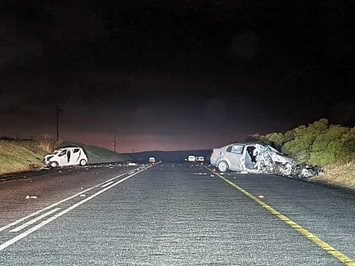 Scene of crash between two cars