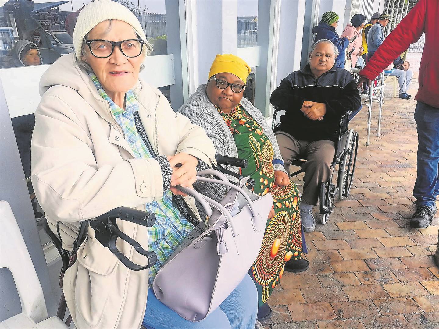 The elderly queued outside the civic centre on Thursday 20 April.PHOTO: Natasha Bezuidenhout