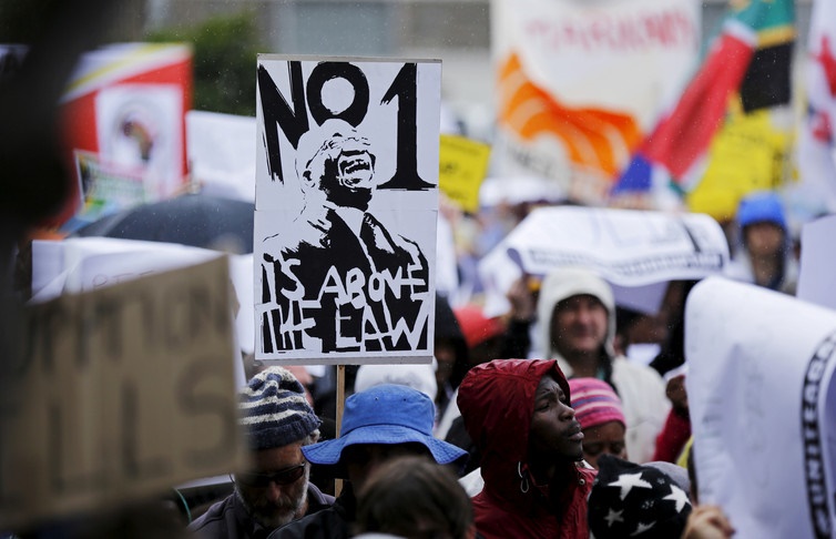 Demonstrators march against corruption in South Africa. Picture: Reuters/Mike Hutchings