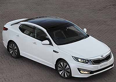 <b>GREAT LOOKS, BIG SPACE:</b> Kia's new for 2012 Optima is one of the best-looking cars on the market with way space for five adults.