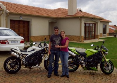 <b>FAMILY AFFAIR:</b> Egor Oussov's converted his girlfriend, Nicola Forsyth, to a lover of Triumph two wheelers as well. 