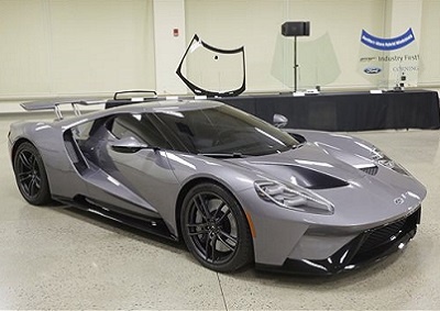 <b>GORILLA GLASS FOR CARS:</b> Ford GT will be the first to use Corning's Gorilla Glass for its windshield. The GT also has a Gorilla Glass engine cover. <i>Image: AP / Carlos Osorio</i>