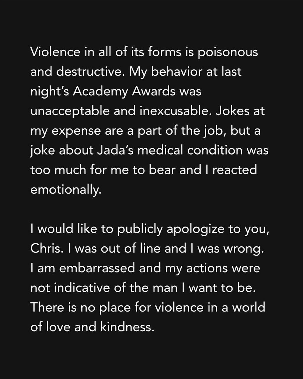 Will Smith apology 