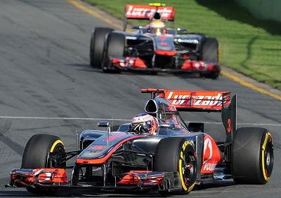 <b>STILL IN THE TITLE HUNT:</b> McLaren's Lewis Hamilton and Jenson Button will have to beat Ferrari's Fernando Alonso and Felipe Massa in Brazil if they hope to secure second place in the 2012 Constructors' fight.