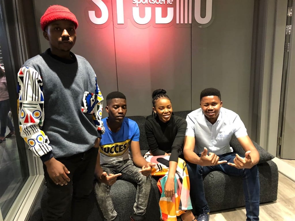 Second from left: Sakhumzi Patuleni with members of the Entertainment Connects Record label.