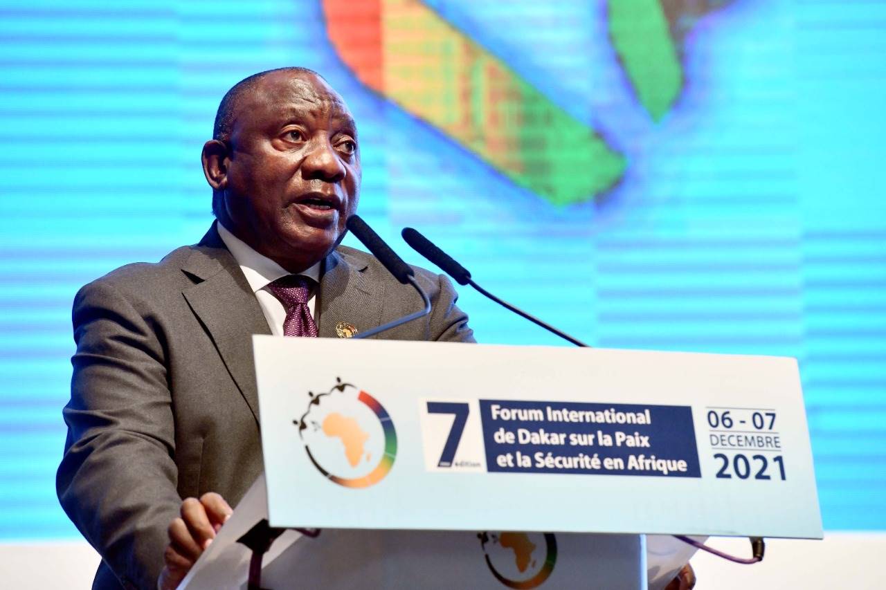 Cyril Ramaphosa during the opening of the 7th edition of the Dakar International Forum on Peace and Security on Monday. (Photo: Presidency)