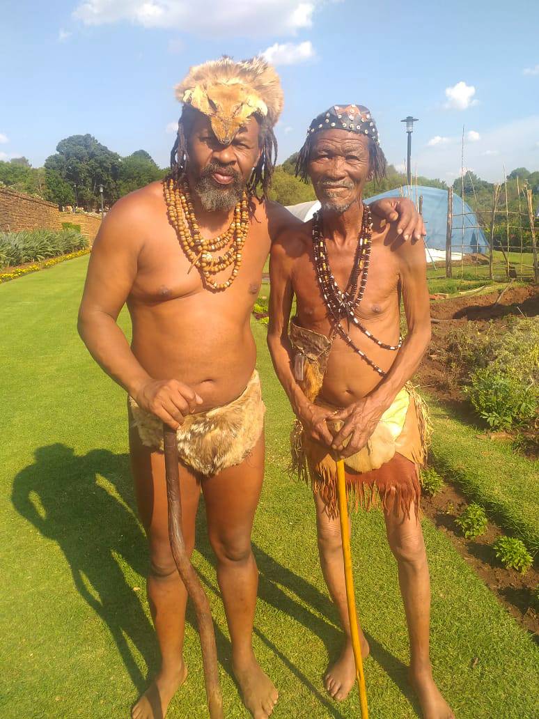 San leader Petrus Vaalbooi and King Khoisan SA at the Union Buildings in Tshwane. Photos by Aaron Dube Photo by 