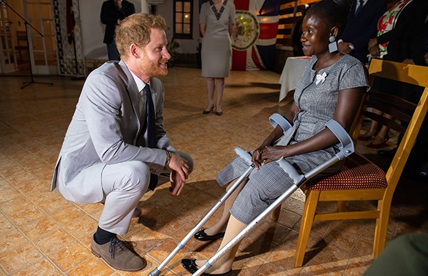 Prince Harry, Duke of Sussex meets landmine victim