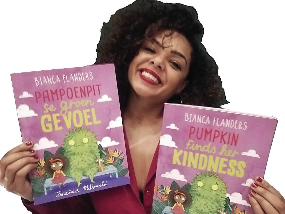 Die skrywer, aktrise en regisseur Bianca Flanders Balie wys haar nuwe boek, Pampoenpit se groen gevoel.