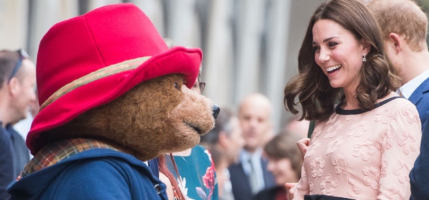 The Duchess of Cambridge meets Paddington Bear. (Photo: Getty Images)