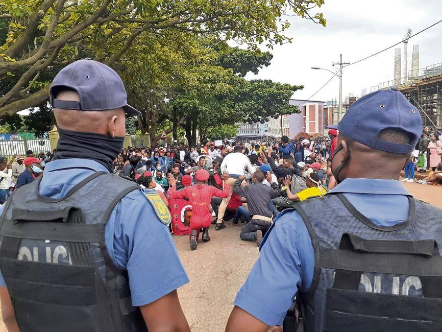  Students start protesting. Universities go to great lengths to accommodate the demands. Unsatisfied with the compromises, students call protest meetings. At these gatherings, leaders try to outdo each other while they make militant speeches and ratchet up emotions. Photo: Thabiso Goba/ The Witness   