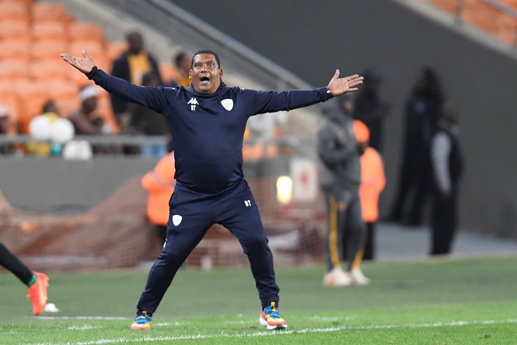 JOHANNESBURG, SOUTH AFRICA - JANUARY 07: Sekhukhune United coach Brandon Truter during the DStv Premiership match between Kaizer Chiefs and Sekhukhune United at FNB Stadium on January 07, 2023 in Johannesburg, South Africa. (Photo by Lefty Shivambu/Gallo Images)