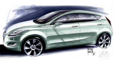 This artist's impressions shows the shape and style of Hyundai's next Golf competitor