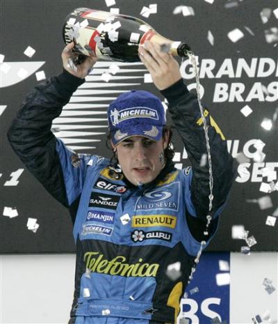 How many times with Fernando Alonso taste the champers in 2006?