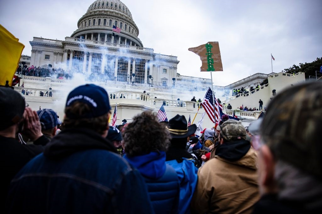 Pro-Trump supporters storm the US Capitol following a rally with President Donald Trump on 6 January 2021 in Washington, DC.