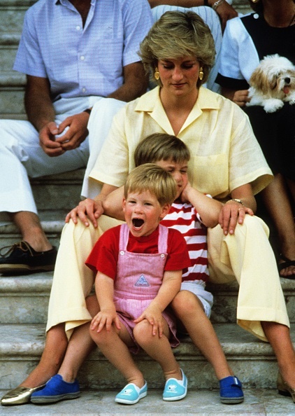 Princess Diana, Princess of Wales, with sons Princ