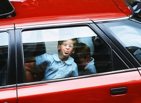 Princes William and Harry leaving hospital after v