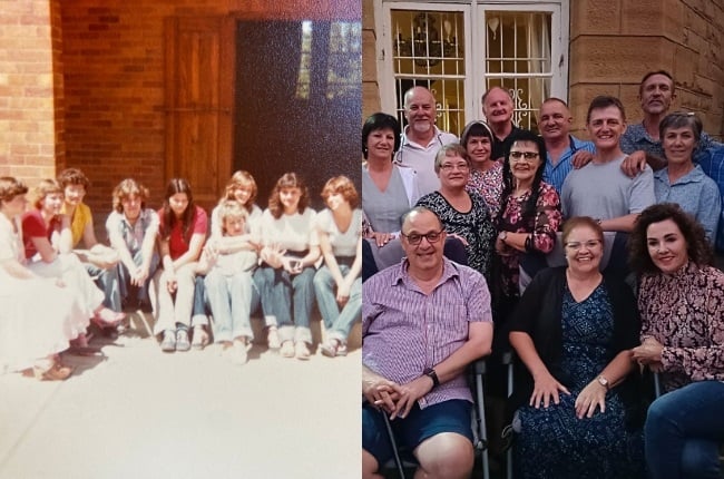 Then and now. The class of 1981 in high school and now in 2023 at their 60th birthday celebration.