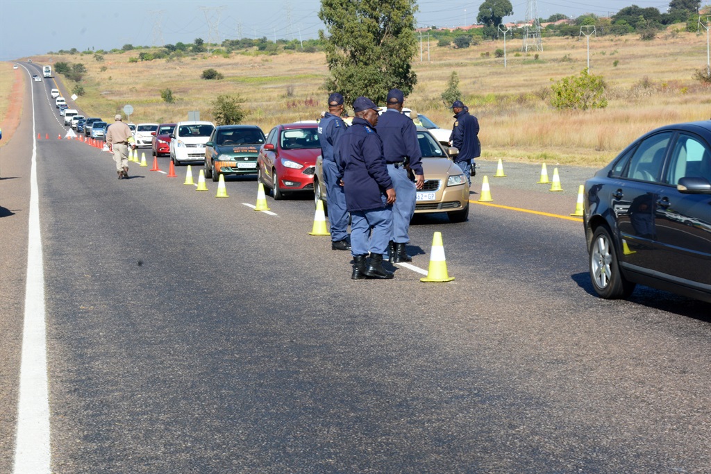 Visible policing as promised by Police Minister Bheki Cele on Mabopane Highway near Soshanguve