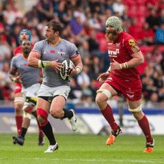 Schalk Ferreira on the charge against the Scarlets (Getty Images)