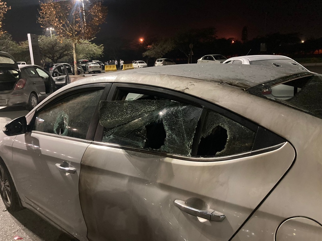 One of the cars damaged at Maponya Mall.