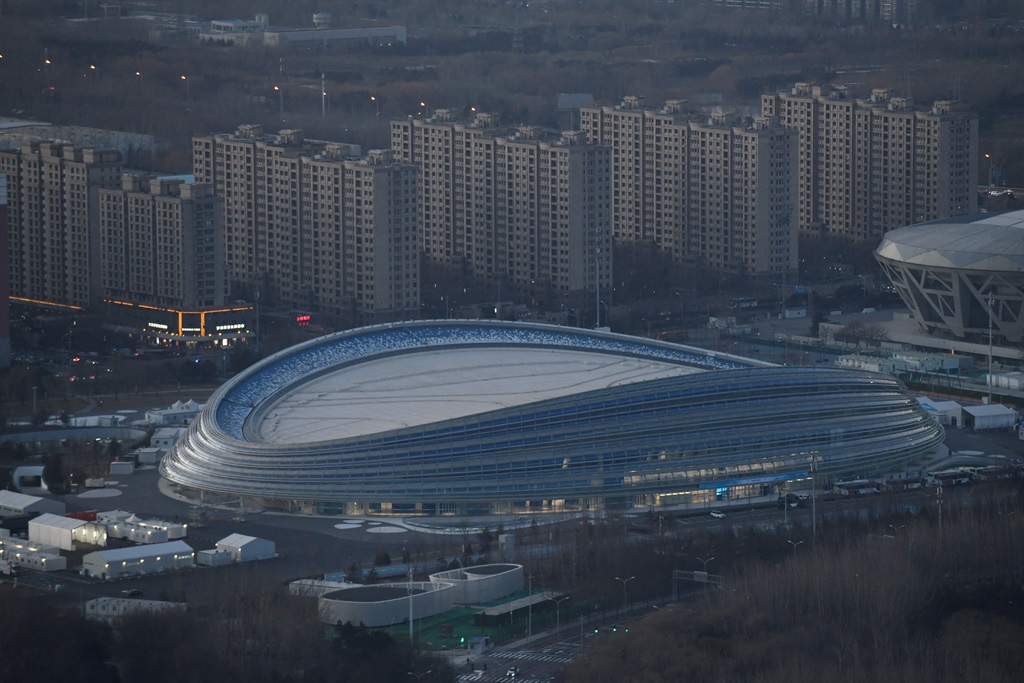 The National Speed Skating Oval, also known as the 'Ice Ribbon', the venue for speed skating events at the 2022 Winter Olympics, is seen in Beijing on January 3, 2022, a month before the opening of the games on February 4, 2022.
GREG BAKER / AFP
