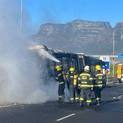 WATCH | MyCiti bus catches fire on Cape Town's N2 highway
