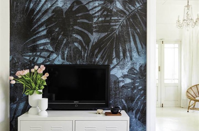 Create a focal feature with  peel-and-stick wallpaper
