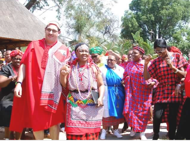 Tshwane North Cluster in Masai outfits, representing foreign countries. Photo by Samson Ratswana