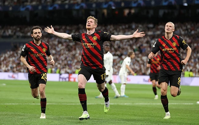 News24.com | De Bruyne rocket leaves Man City and Real Madrid level