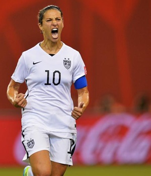 USA captain Carli Lloyd celebrates after scoring against Germany. Picture: Stuart Franklin/FIFA/Getty Images