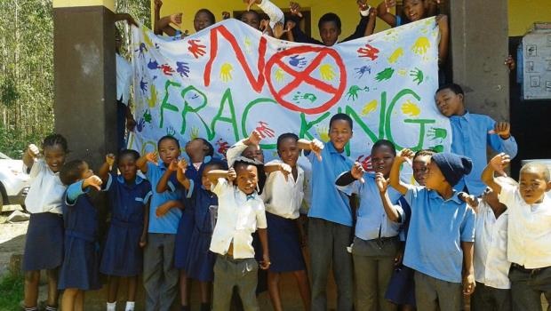 Lions River Primary School pupils show their opinion about the proposed fracking in the Midlands.