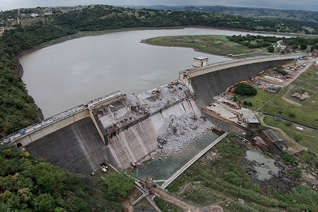 An aerial photo of Hazelmere Dam.