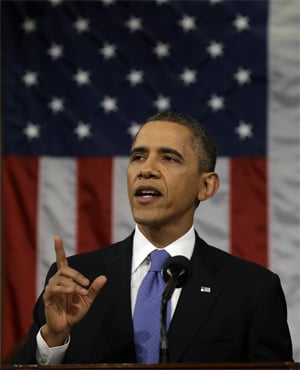 US President Barack Obama delivers the State of the Union address in Washington DC. (Charles Dharapak, AFP)