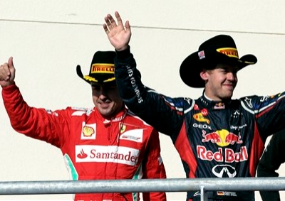 <b>2012 TITLE SHOWDOWN IN BRAZIL:</b> Sebastian Vettel (R) only needs to finish in fourth place or higher at the Brazilian GP to claim the 2012 F1 title... assuming his Red Bull remains reliable.