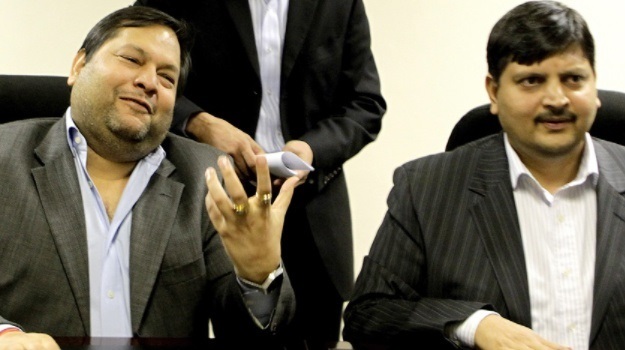 Ajay Gupta with his brother Atul Gupta who was arrested in Dubai, along with Rajesh Gupta on Monday night. 