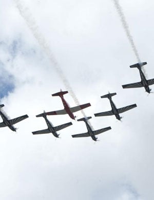 SA Air Force airplanes during a fly-past at the Waterkloof Air Force Base in Pretoria on Thursday (December 6 2012) where President Jacob Zuma awarded various medals to military veterans. Picture: Brendan Croft/Foto24