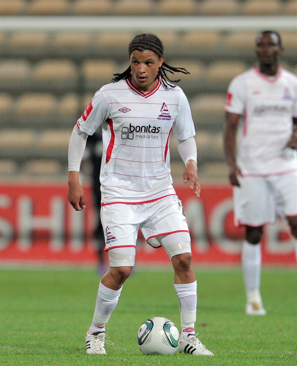 CAPE TOWN, SOUTH AFRICA - MAY 02, Coldrin Coetzee from Free State Stars during the Absa Premiership match between Santos and Free State Stars at Athlone Stadium on May 02, 2012 in Cape Town, South Africa