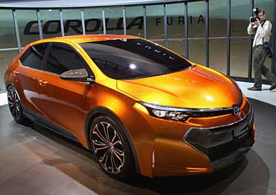 <b>THE NEXT COROLLA?</b> Toyota has gone a trifle radical with this Detroit 2013 concept of how the next Corolla might look. Will it take on Hyundai? <i>Image: AFP</i>