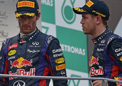 <b>SOUR GRAPES:</b> The controversial Malaysian GP  still hangs over Red Bull team mates Mark Webber and Sebastian Vettel . Their current dislike is nothing new in F1 though, and has been around in each era between drivers. <i>Image: AFP</i> 