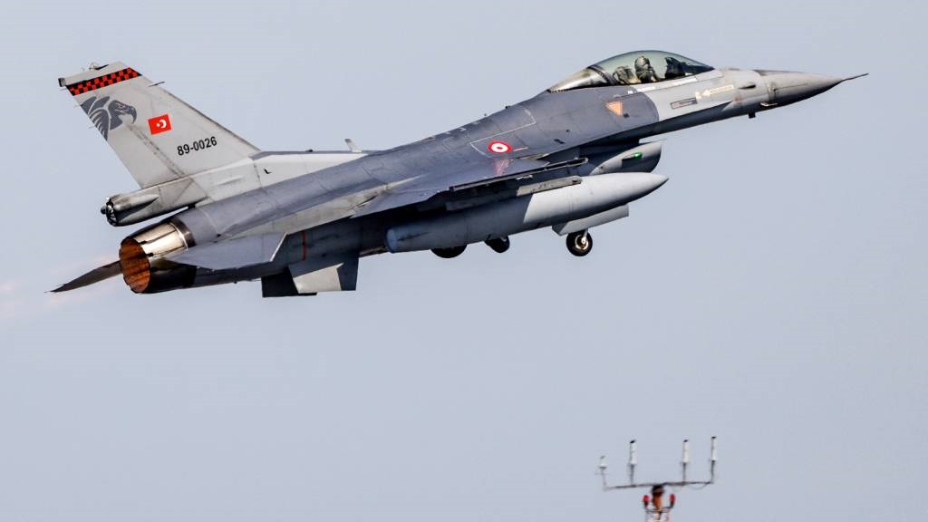 An F-16 combat jet aircraft of the Turkish air for