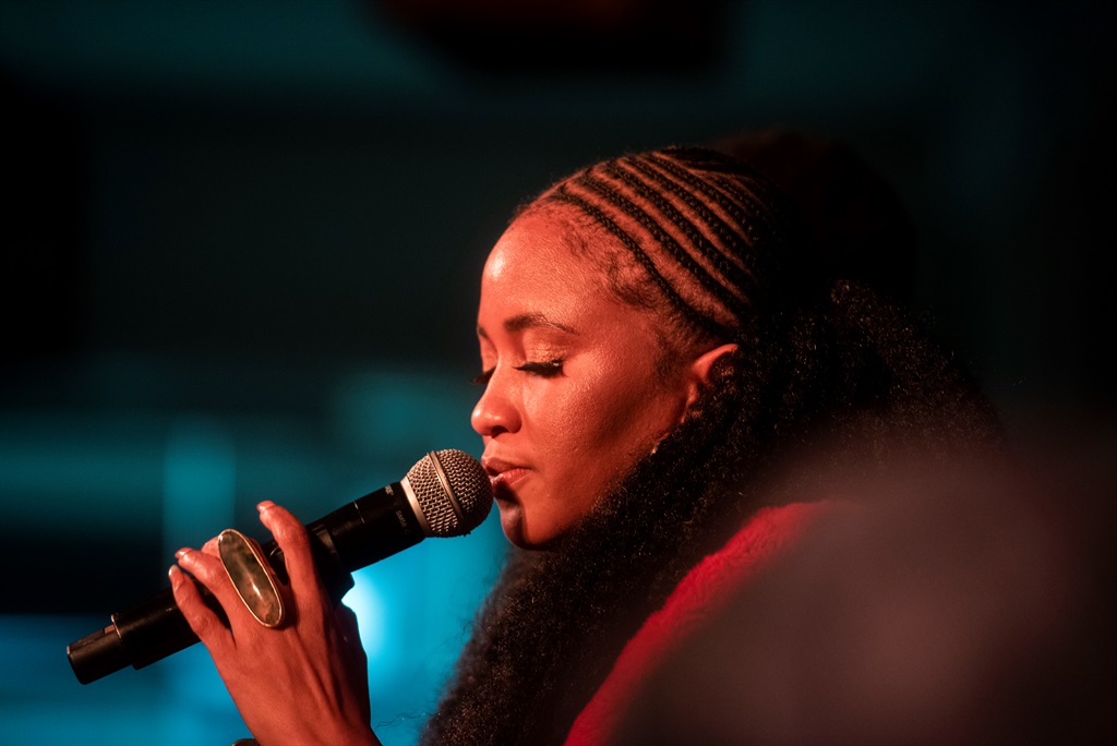 Botswana musician Mpho Sebina performs at the African Beer Emporium on June 04, 2021 in Tshwane, South Africa. Sebina's sound is influenced by R&B, hip hop, soul, jazz, and folkloric Tswana music. (Photo by Gallo Images/Alet Pretorius)